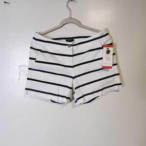 Nautica White and Navy Horizontal Stripe Bermuda Shorts